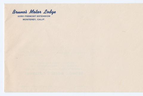 Bruno's Motor Lodge envelope (ddr-densho-562-21)