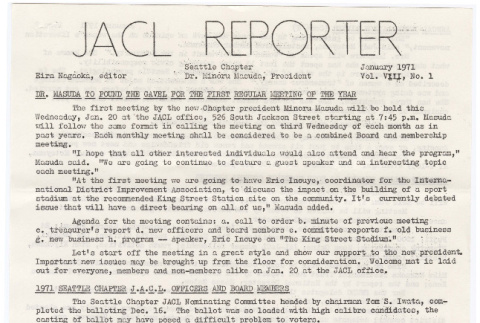 Seattle Chapter, JACL Reporter, Vol. VIII, No. 1, January 1971 (ddr-sjacl-1-126)