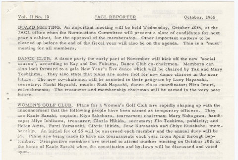 Seattle Chapter, JACL Reporter, Vol. II, No. 10, October 1965 (ddr-sjacl-1-77)