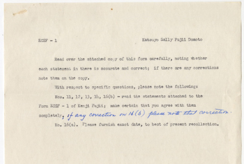 Letter to Sally Domoto from John Gorfinkel (ddr-densho-329-1241)