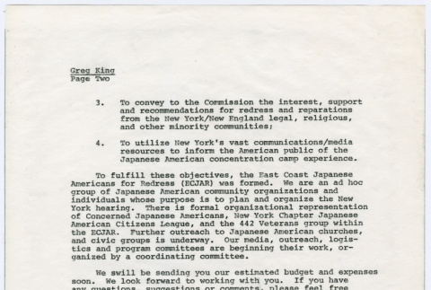 Carbon copy of page 2 of letter to Greg King from Sasha Hohri and Michi Kobi (ddr-densho-352-475)