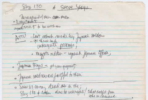 Shigeo Ito and Steve K. Yagi interview notes (ddr-densho-1007-959)