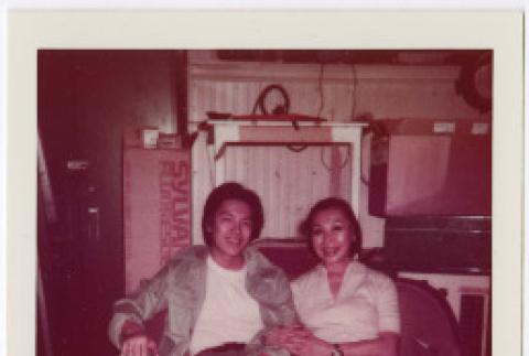 Polaroid photo of Mary Mon Toy with cast member (ddr-densho-367-351)
