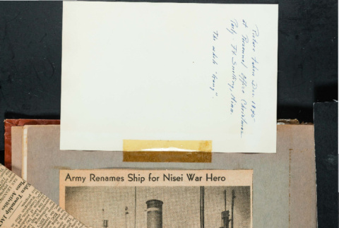 Newspaper clippings on Nisei army members and a photograph inscription (ddr-csujad-49-30)