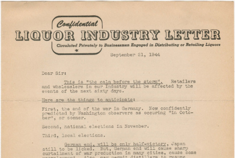 Liquor Industry Letter (ddr-densho-319-602)