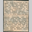Newspaper clipping: wedding announcement for Mary Fukuyama and Roy Imayanagita (ddr-densho-483-1140)