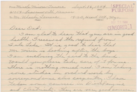 Letter from Minola Tamesa to Uhachi Tamesa (ddr-densho-333-73)