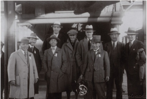 A group of men at Tokyo Station [?] (ddr-densho-278-21)