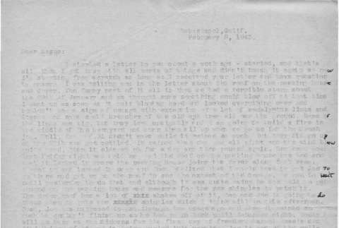 Letter from Lea Perry to Kazuo Ito, February 8, 1943 (ddr-csujad-56-38)
