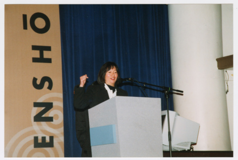 Susan Mochizuki speaking at Densho Opening Gala (ddr-densho-506-49)