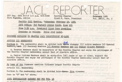 Seattle Chapter, JACL Reporter, Vol. XVIII, No. 2, February 1981 (ddr-sjacl-1-292)