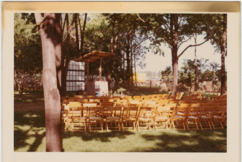 Chairs set up for a bonsai demonstration at Hill Nursery (ddr-densho-377-357)