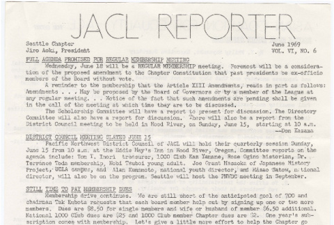 Seattle Chapter, JACL Reporter, Vol. VI, No. 6, June 1969 (ddr-sjacl-1-108)