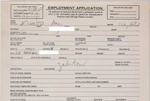 Employment application (ddr-densho-424-536)