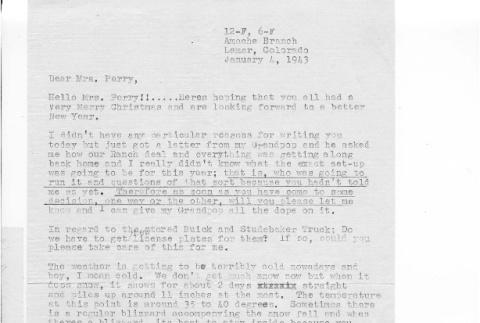 Letter from Kazuo Ito to Lea Perry, January 4, 1943 (ddr-csujad-56-33)