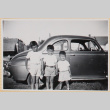 Three boys standing by car (ddr-densho-522-74)