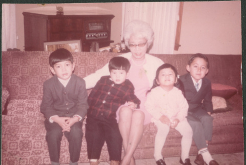 Agnes Sakura with her grandchildren (ddr-densho-523-542)
