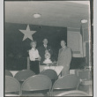 Agnes and Chester Sakura with another man standing by cake (ddr-densho-523-279)
