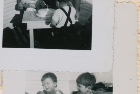 David and Mary Alice in a box (ddr-densho-462-183)