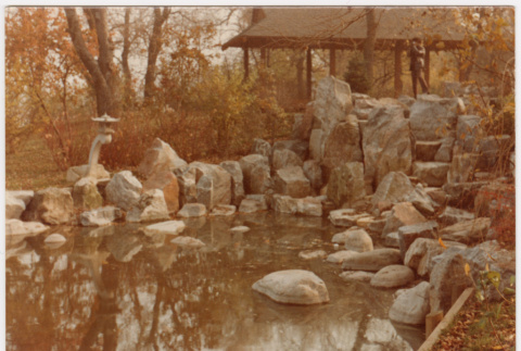 Rock feature bordering pond (ddr-densho-377-2318)