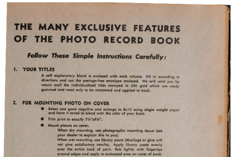 Many exclusive features of the photo record book (ddr-csujad-49-33)