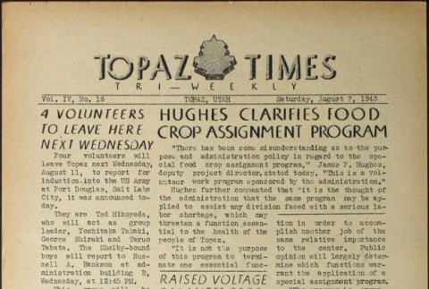 Topaz Times Vol. IV No. 16 (August 7, 1943) (ddr-densho-142-196)