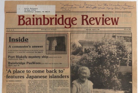 Newspaper clipping, The Bainbridge Review (ddr-densho-408-8)