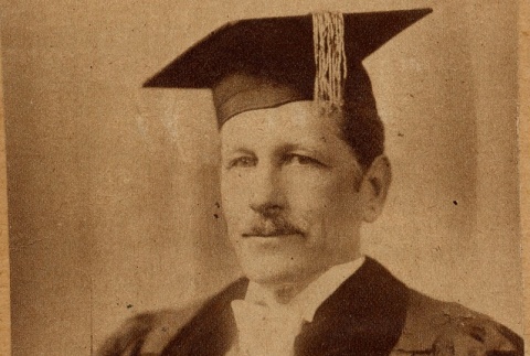 Patrick Hurley in graduation cap and gown (ddr-njpa-1-701)