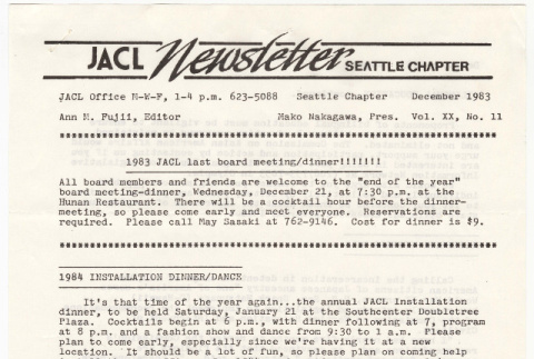 Seattle Chapter, JACL Reporter, Vol. XX, No. 12, December 1983 (ddr-sjacl-1-328)