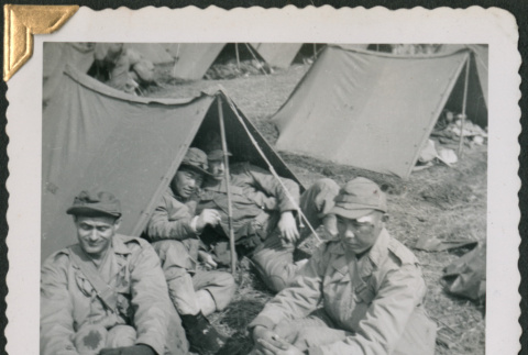 Four men by small tent (ddr-densho-434-79)