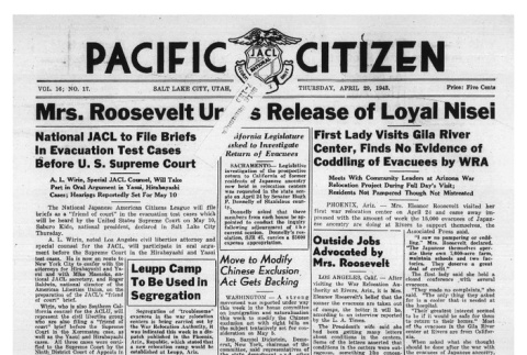 The Pacific Citizen, Vol. 16 No. 17 (April 29, 1943) (ddr-pc-15-17)
