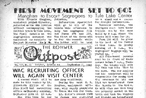 Rohwer Outpost Vol. III No. 21 (September 11, 1943) (ddr-densho-143-98)