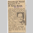 Photograph and short article regarding vice-president of Better Brands (ddr-njpa-2-921)