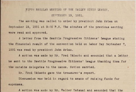 Minutes of the fifth Valley Civic League meeting (ddr-densho-277-11)
