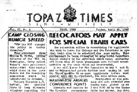 Topaz Times Vol. XI No. 6 (April 20, 1945) (ddr-densho-142-400)