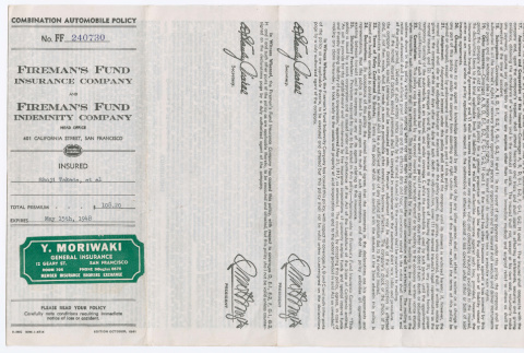Fireman’s Fund Insurance Policy (ddr-densho-501-388)