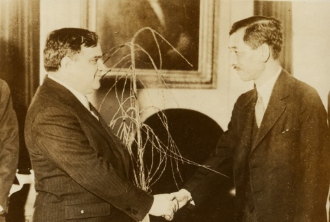 Fiorello La Guardia shaking hands with Japanese Ambassador Saito (ddr-njpa-1-855)