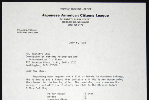 Letter to Jeanette Chow from William Yoshino (ddr-chijacl-1-614)