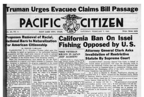The Pacific Citizen, Vol. 26 No. 6 (February 7, 1948) (ddr-pc-20-6)