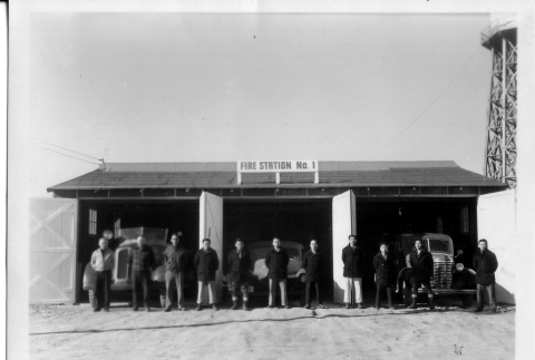 Fire crew in front of station (ddr-densho-37-694)