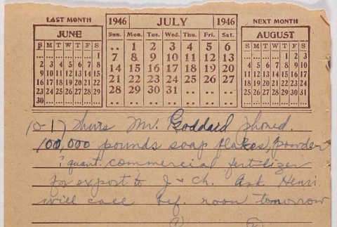 Notes about order from Mr. Goddard with additional items (ddr-densho-424-699)