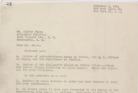 Letter from Lawrence Fumio Miwa to Oliver Ellis Stone (ddr-densho-437-201)