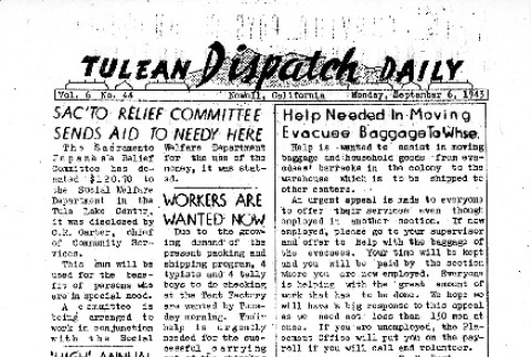 Tulean Dispatch Vol. 6 No. 44 (September 6, 1943) (ddr-densho-65-395)