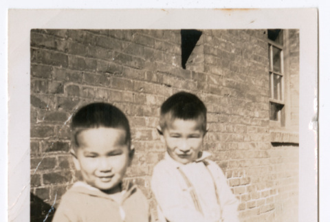 Photo of two children holding lunch boxes (ddr-densho-483-741)