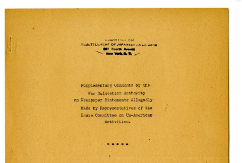 Committee on Resettlement of Japanese Americans (ddr-csujad-19-10)