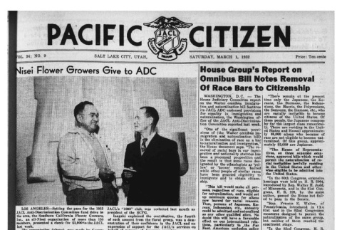 The Pacific Citizen, Vol. 34 No. 9 (March 1, 1952) (ddr-pc-24-9)