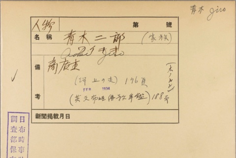 Envelope of Jiro Aoki photographs (ddr-njpa-5-159)
