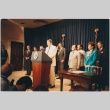 President Ronald Reagan speaking at the signing of the Civil Liberties Act of 1988 (ddr-densho-10-172)