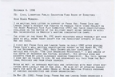 Letter from Frank Emi to Civil Liberties Public Education Fund (ddr-densho-122-498)