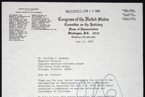 Letter to William Yoshino from George Danielson (ddr-chijacl-1-350)